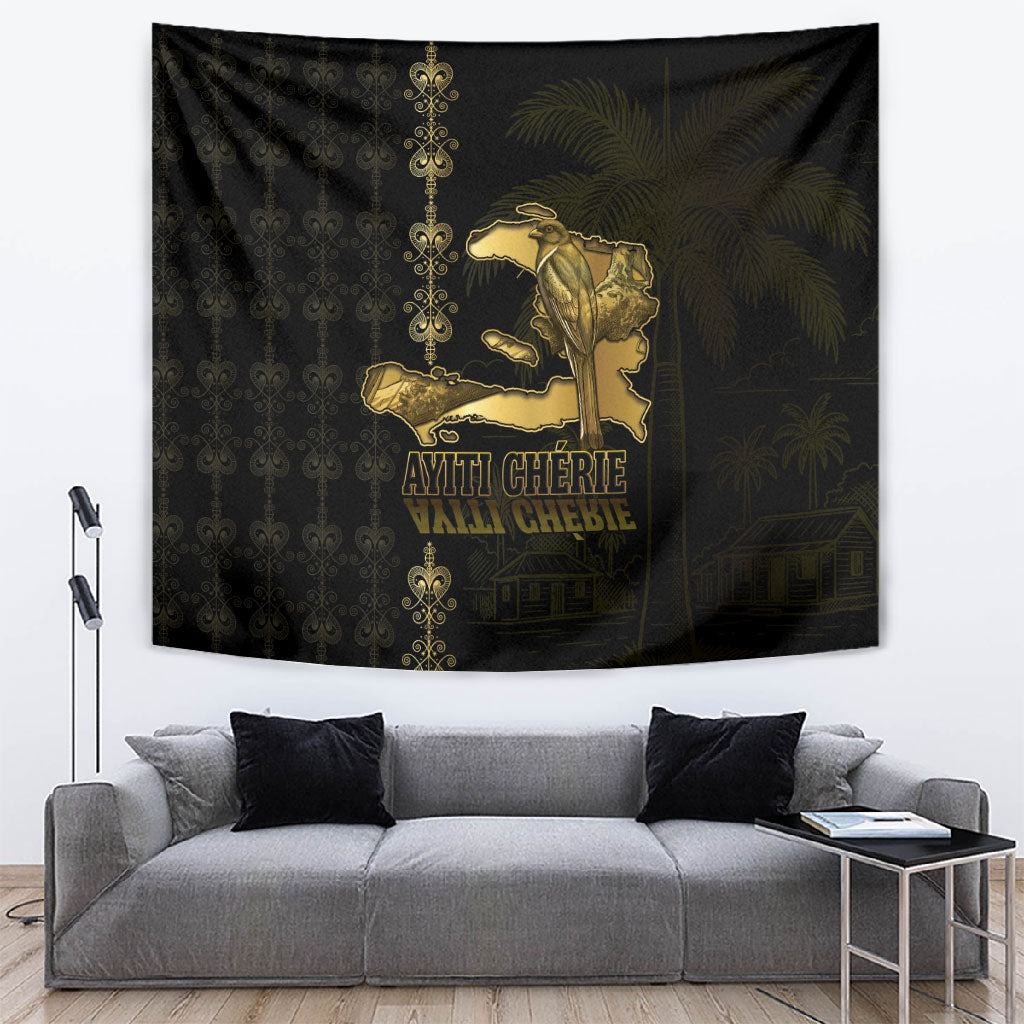 Afro-Haitians Ayiti Cherie Tapestry Haiti Map Kanson Wouj Veve Vodou