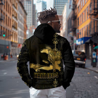 Afro-Haitians Ayiti Cherie Zip Hoodie Haiti Map Kanson Wouj Veve Vodou