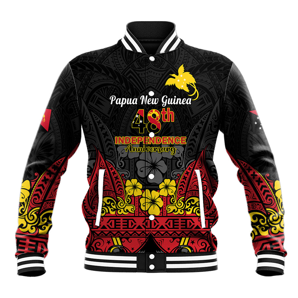 Polynesian Pride Independence Day Papua New Guinea Baseball Jacket PNG Bird of Paradise 48th Anniversary - Wonder Print Shop