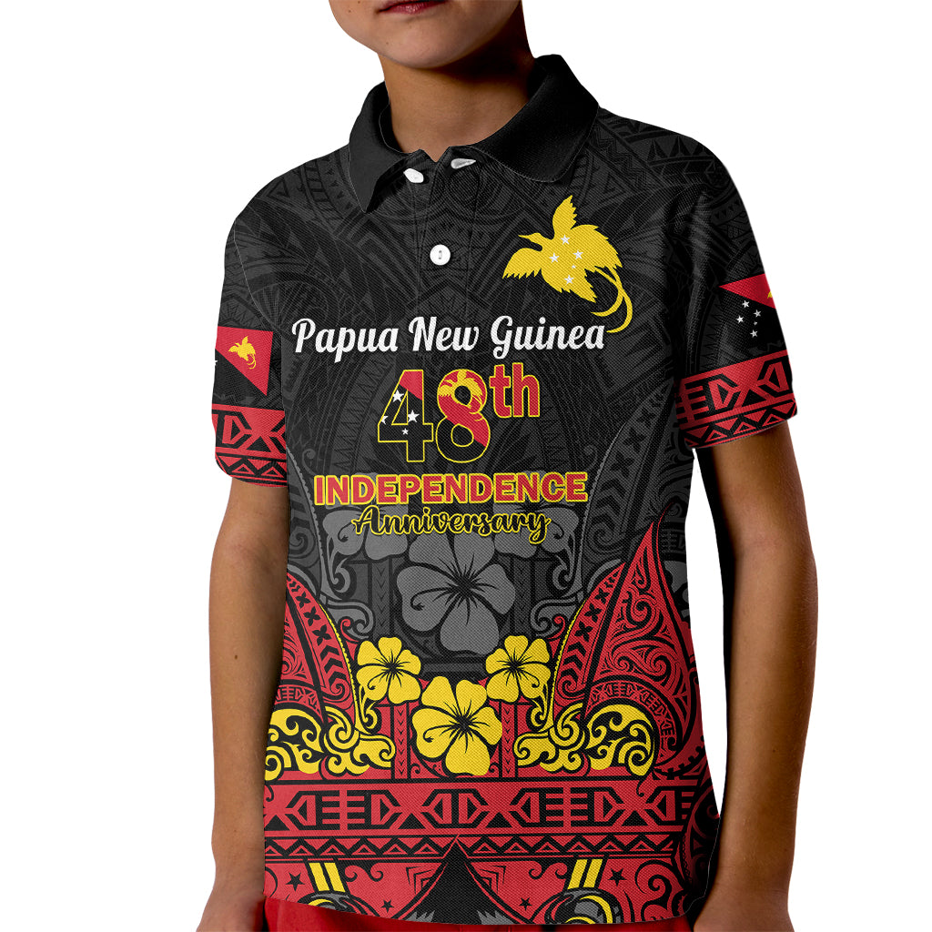 Polynesian Pride Independence Day Papua New Guinea Kid Polo Shirt PNG Bird of Paradise 48th Anniversary - Wonder Print Shop