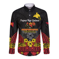 Polynesian Pride Independence Day Papua New Guinea Long Sleeve Button Shirt PNG Bird of Paradise 48th Anniversary - Wonder Print Shop