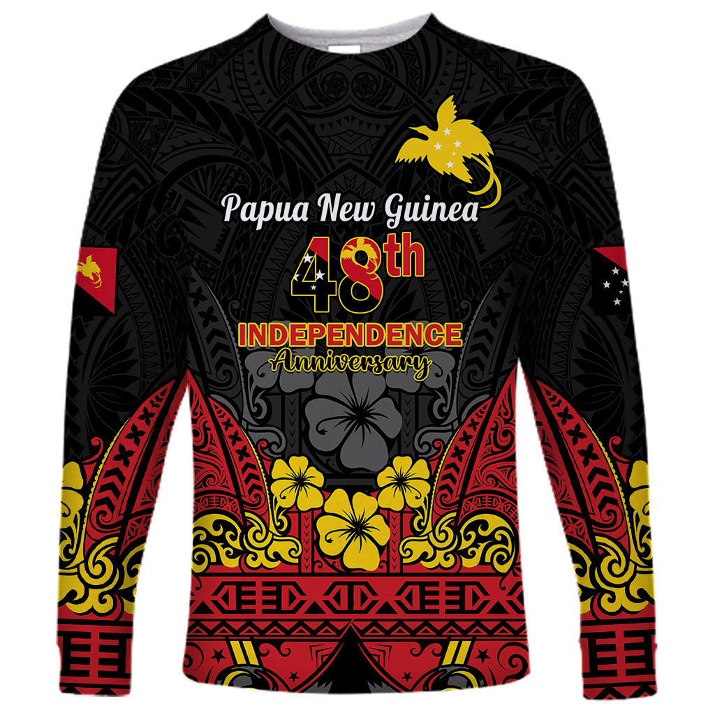 Polynesian Pride Independence Day Papua New Guinea Long Sleeve Shirt PNG Bird of Paradise 48th Anniversary - Wonder Print Shop