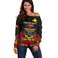 Polynesian Pride Independence Day Papua New Guinea Off Shoulder Sweater PNG Bird of Paradise 48th Anniversary - Wonder Print Shop