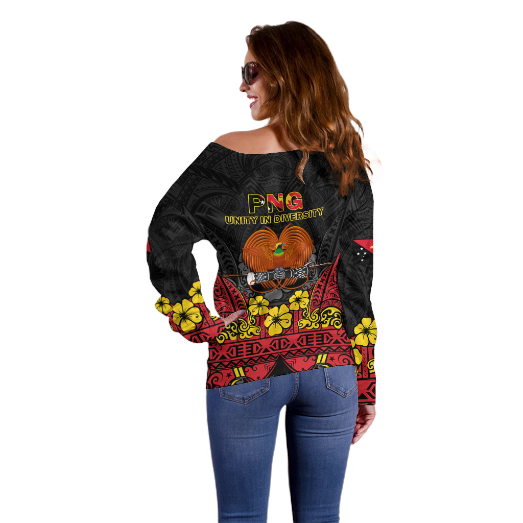Polynesian Pride Independence Day Papua New Guinea Off Shoulder Sweater PNG Bird of Paradise 48th Anniversary - Wonder Print Shop