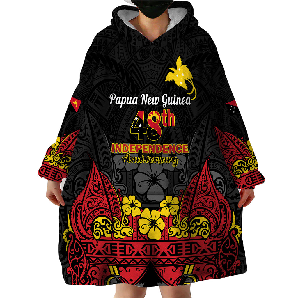 Polynesian Pride Independence Day Papua New Guinea Wearable Blanket Hoodie PNG Bird of Paradise 48th Anniversary - Wonder Print Shop