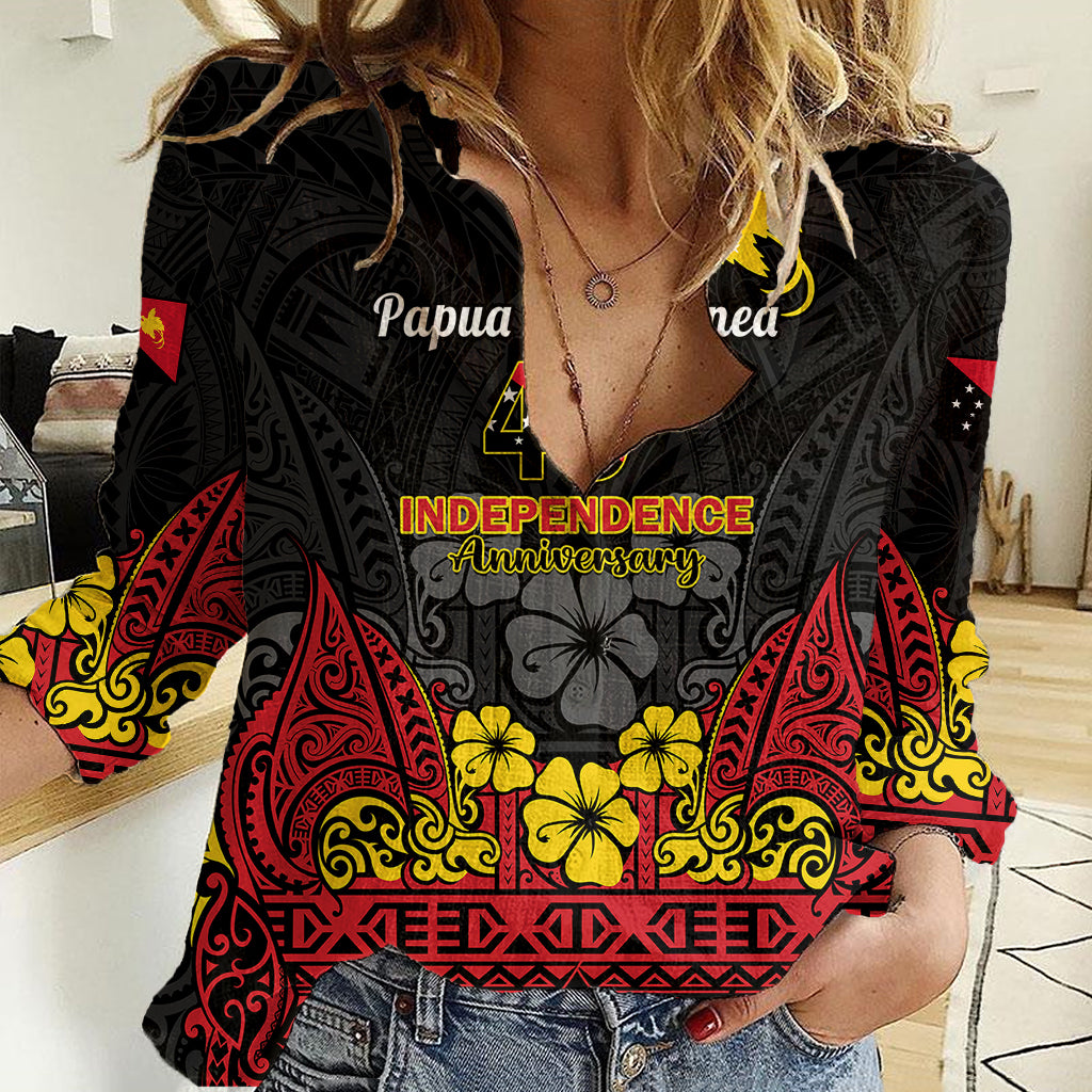 Polynesian Pride Independence Day Papua New Guinea Women Casual Shirt PNG Bird of Paradise 48th Anniversary - Wonder Print Shop