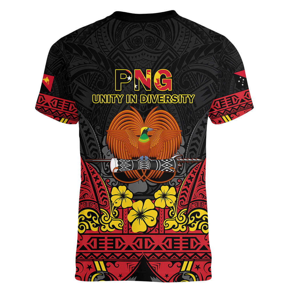 Polynesian Pride Independence Day Papua New Guinea Women V Neck T Shirt PNG Bird of Paradise 48th Anniversary - Wonder Print Shop