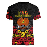 Polynesian Pride Independence Day Papua New Guinea Women V Neck T Shirt PNG Bird of Paradise 48th Anniversary - Wonder Print Shop