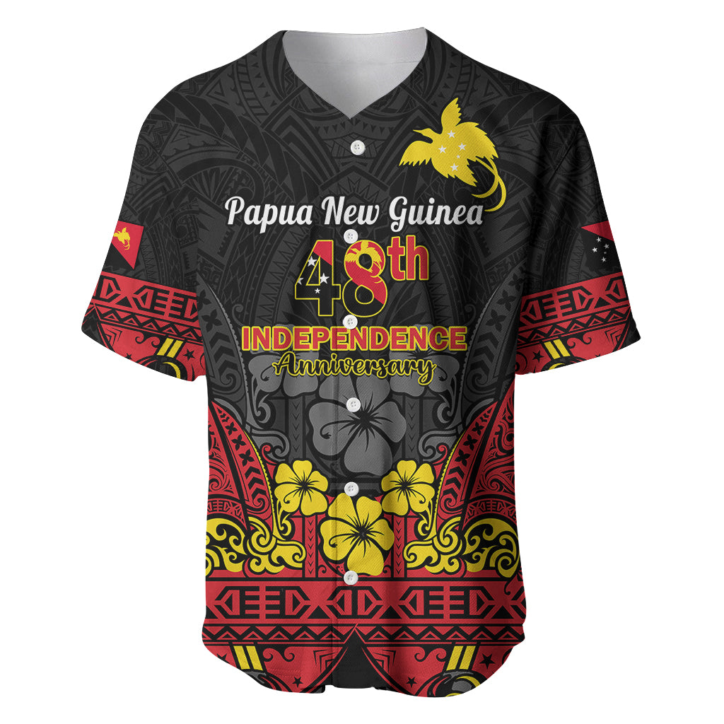Personalised Independence Day Papua New Guinea Baseball Jersey PNG Bird of Paradise 48th Anniversary - Wonder Print Shop