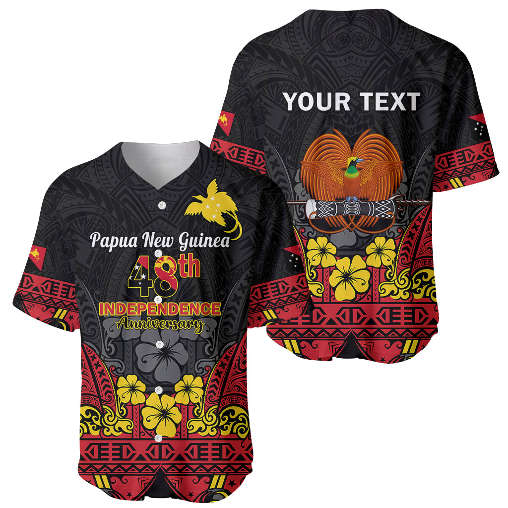 Personalised Independence Day Papua New Guinea Baseball Jersey PNG Bird of Paradise 48th Anniversary - Wonder Print Shop