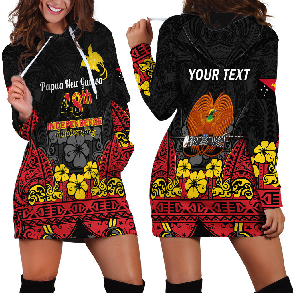 Personalised Independence Day Papua New Guinea Hoodie Dress PNG Bird of Paradise 48th Anniversary - Wonder Print Shop
