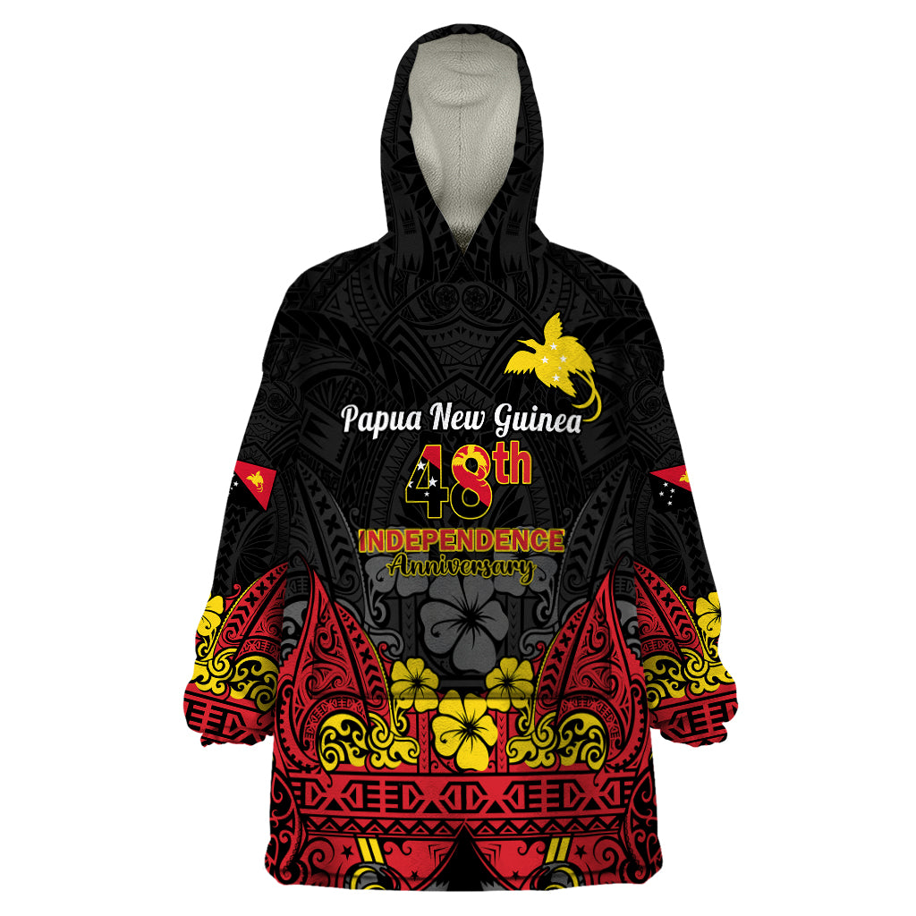 Personalised Independence Day Papua New Guinea Wearable Blanket Hoodie PNG Bird of Paradise 48th Anniversary - Wonder Print Shop