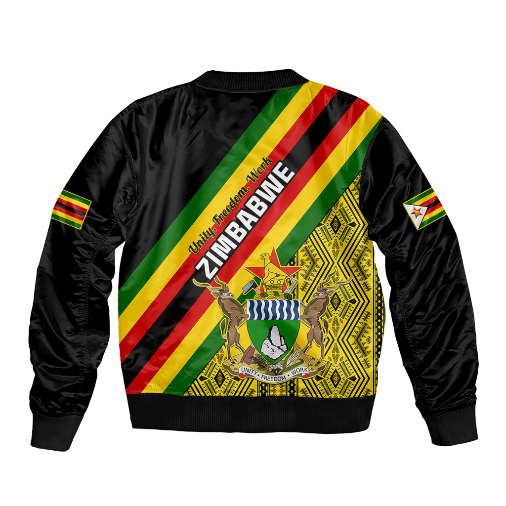 Zimbabwe Bomber Jacket African Pattern With Flag Style - Wonder Print Shop