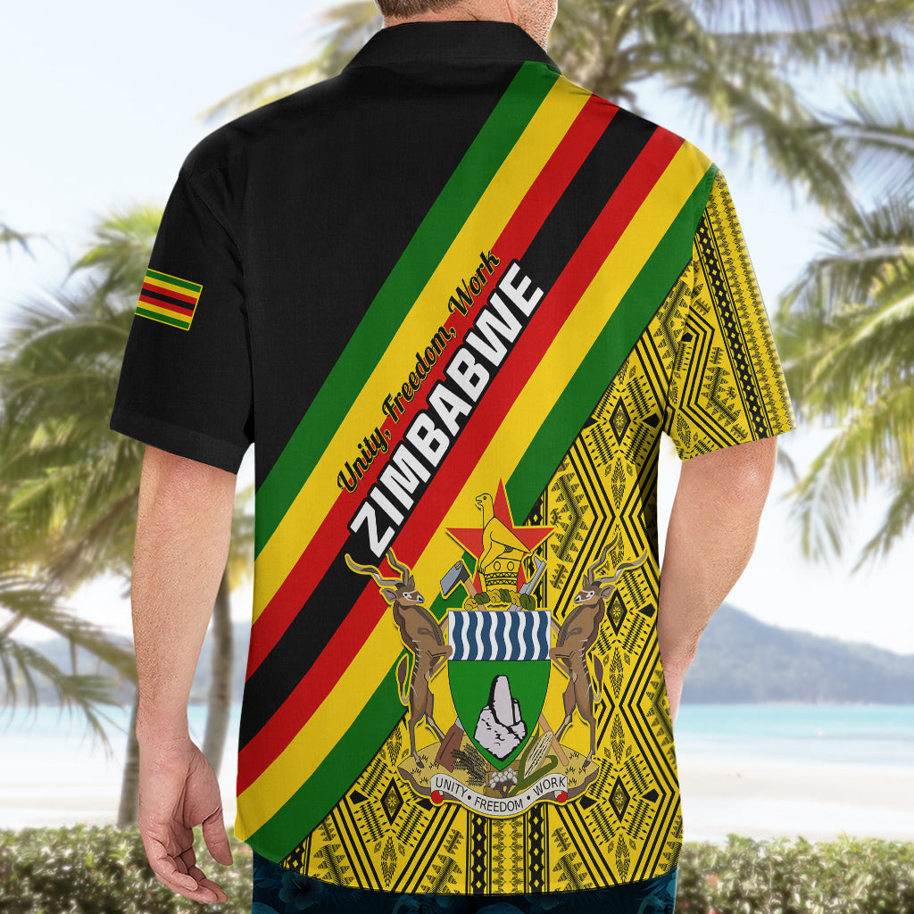 Zimbabwe Hawaiian Shirt African Pattern With Flag Style - Wonder Print Shop