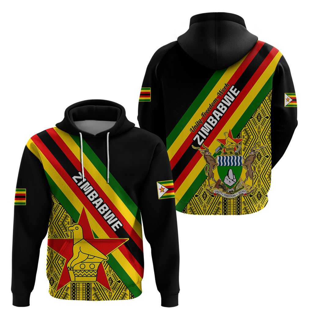 Zimbabwe Hoodie African Pattern With Flag Style - Wonder Print Shop