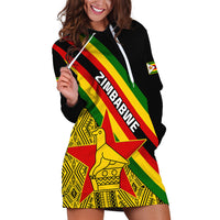 Zimbabwe Hoodie Dress African Pattern With Flag Style - Wonder Print Shop