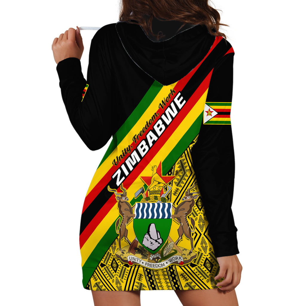 Zimbabwe Hoodie Dress African Pattern With Flag Style - Wonder Print Shop