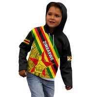 Zimbabwe Kid Hoodie African Pattern With Flag Style - Wonder Print Shop