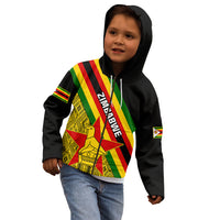 Zimbabwe Kid Hoodie African Pattern With Flag Style - Wonder Print Shop