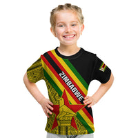 Zimbabwe Kid T Shirt African Pattern With Flag Style - Wonder Print Shop