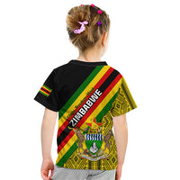 Zimbabwe Kid T Shirt African Pattern With Flag Style - Wonder Print Shop