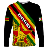 Zimbabwe Long Sleeve Shirt African Pattern With Flag Style - Wonder Print Shop