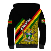 Zimbabwe Sherpa Hoodie African Pattern With Flag Style - Wonder Print Shop