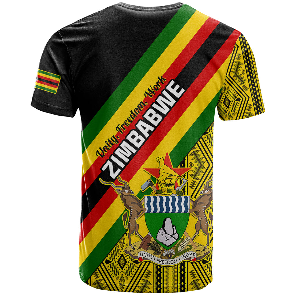 Zimbabwe T Shirt African Pattern With Flag Style - Wonder Print Shop