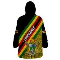 Zimbabwe Wearable Blanket Hoodie African Pattern With Flag Style - Wonder Print Shop