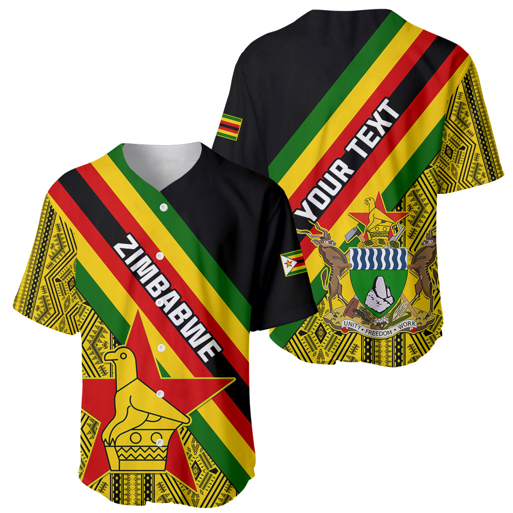 Personalised Zimbabwe Baseball Jersey African Pattern With Flag Style - Wonder Print Shop