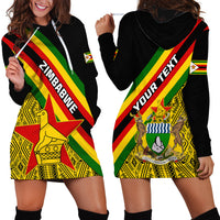 Personalised Zimbabwe Hoodie Dress African Pattern With Flag Style - Wonder Print Shop