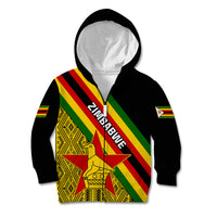 Personalised Zimbabwe Kid Hoodie African Pattern With Flag Style - Wonder Print Shop