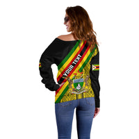 Personalised Zimbabwe Off Shoulder Sweater African Pattern With Flag Style - Wonder Print Shop