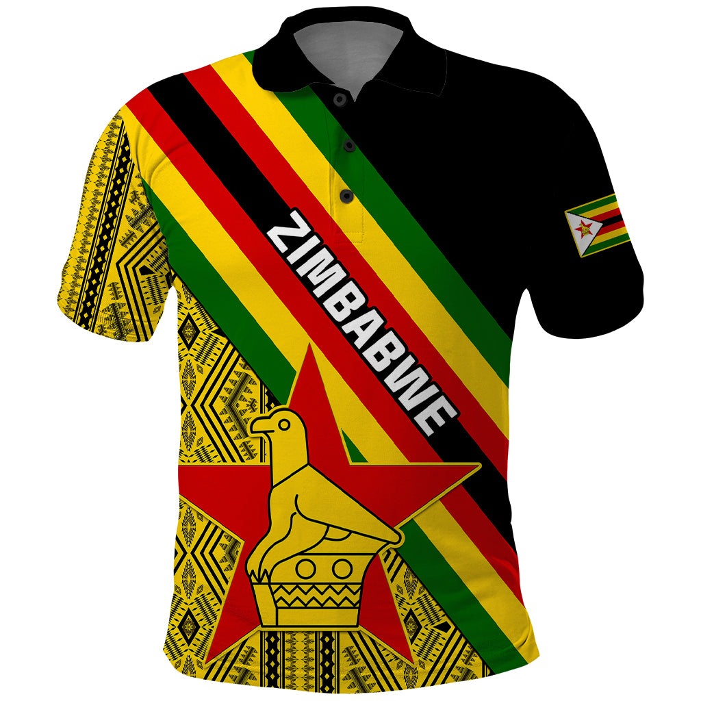 Personalised Zimbabwe Polo Shirt African Pattern With Flag Style - Wonder Print Shop