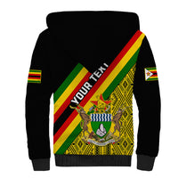 Personalised Zimbabwe Sherpa Hoodie African Pattern With Flag Style - Wonder Print Shop