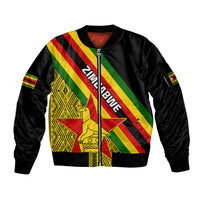 Personalised Zimbabwe Sleeve Zip Bomber Jacket African Pattern With Flag Style - Wonder Print Shop