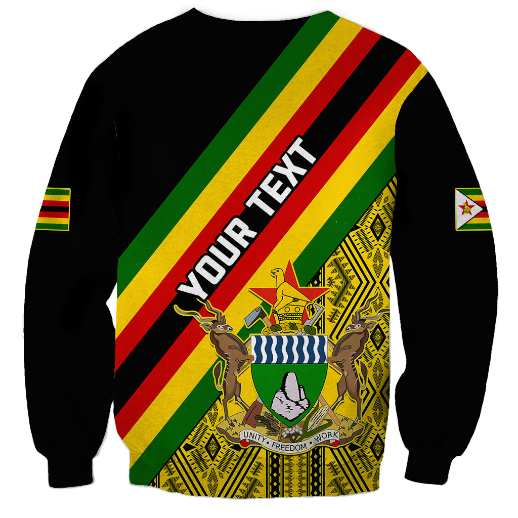 Personalised Zimbabwe Sweatshirt African Pattern With Flag Style - Wonder Print Shop