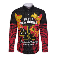 Polynesian Pride Independence PNG Long Sleeve Button Shirt Papua New Guinea Since 1975 - Wonder Print Shop