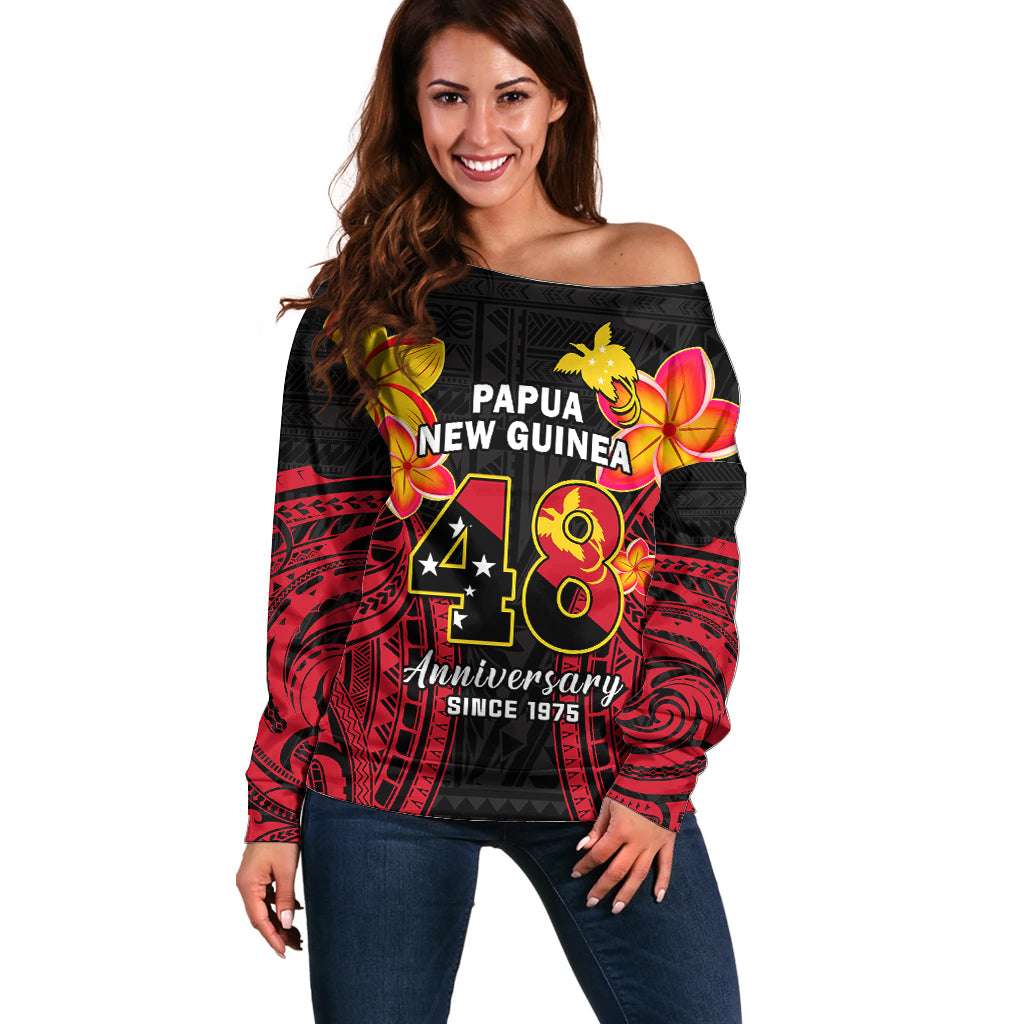 Polynesian Pride Independence PNG Off Shoulder Sweater Papua New Guinea Since 1975 - Wonder Print Shop