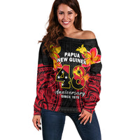 Polynesian Pride Independence PNG Off Shoulder Sweater Papua New Guinea Since 1975 - Wonder Print Shop