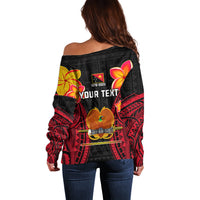Personalised Independence PNG Off Shoulder Sweater Papua New Guinea Since 1975 - Wonder Print Shop