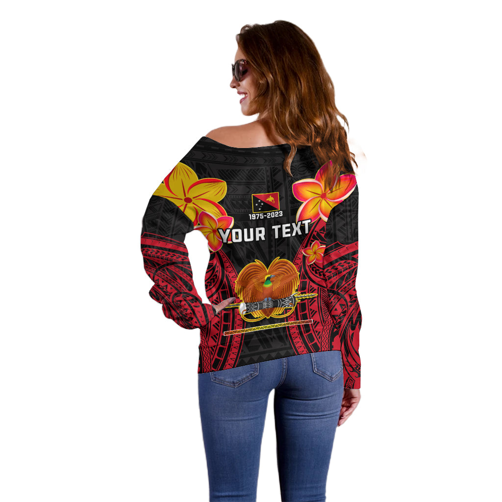 Personalised Independence PNG Off Shoulder Sweater Papua New Guinea Since 1975 - Wonder Print Shop
