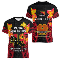 Personalised Independence PNG Women V Neck T Shirt Papua New Guinea Since 1975 - Wonder Print Shop