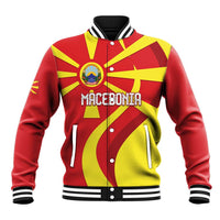 Macedonia National Day Baseball Jacket Makedonija Flag Curves Style