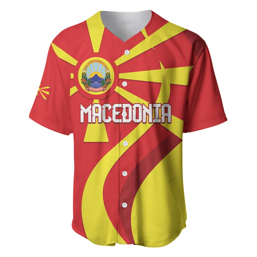 Macedonia National Day Baseball Jersey Makedonija Flag Curves Style