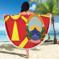 Macedonia National Day Beach Blanket Makedonija Flag Curves Style