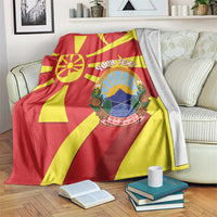 Macedonia National Day Blanket Makedonija Flag Curves Style