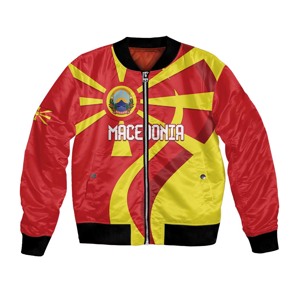 Macedonia National Day Bomber Jacket Makedonija Flag Curves Style