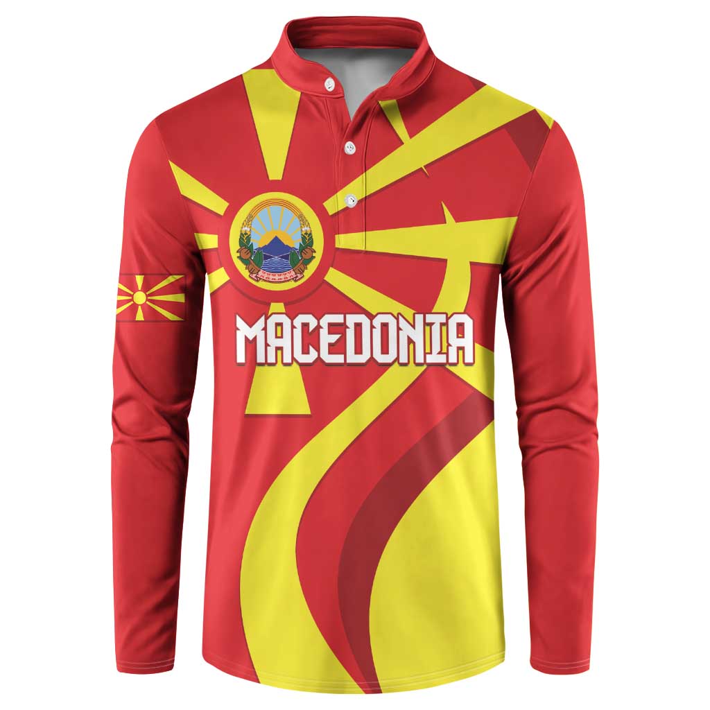 Macedonia National Day Button Sweatshirt Makedonija Flag Curves Style