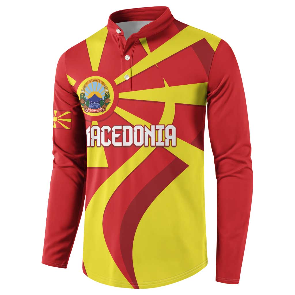 Macedonia National Day Button Sweatshirt Makedonija Flag Curves Style